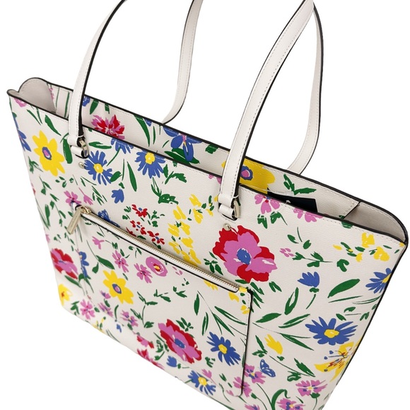 Kate Spade Perfect Large Top Zip Tote Garden Bouquet Floral Cream Multi - Picture 6 of 9